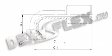 Fittings / Fittings for auto A/C / AL female 90˚ elbow fitting with O-ring Fittings / Fittings for auto A/C / AL female 90˚ elbow fitting with O-ring